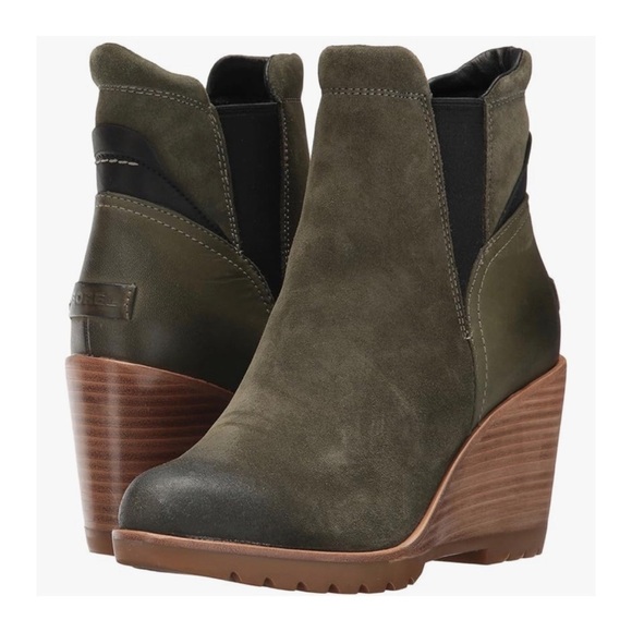 Sorel Shoes - Size 8 Brand New Sorel After Hours Chelsea Boots Green Brown Suede Wedge